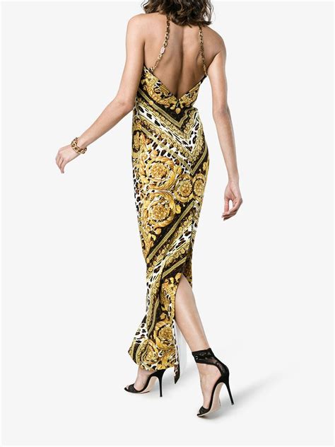 versace leopard print dress|More.